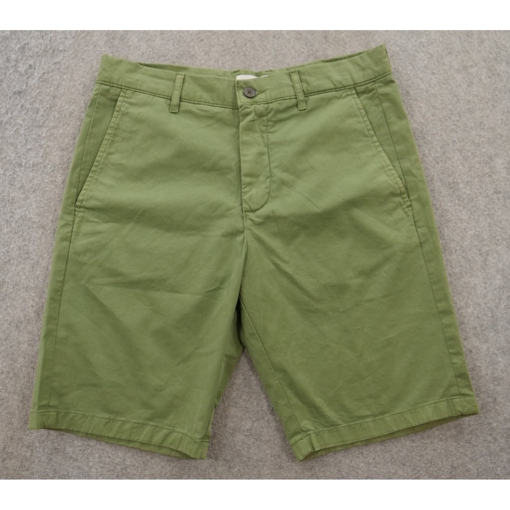 NN07 No Nationality Shorts Mens 29 Green Flat Front Chinos Mid Rise Zip Fly